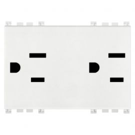 Toma duplex 2P+T 15A 127V USA blanco