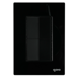 Placa armada cristal con 2 apagadores escalera de 1.5 módulos negro