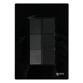 Placa armada cristal con 3 apagadores escalera de 1 módulo negro