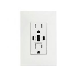 PLACA 3M + TOMACORRIENTE DUPLEX C/USB C+A+C  BLANCO
