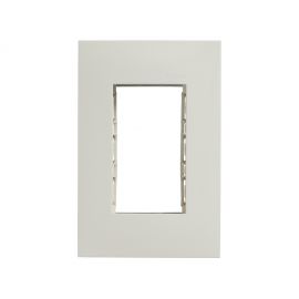 Placa marfil de 3 módulos con chasis