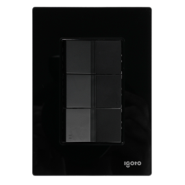Placa aramada cristal con 2 apagador sencillo y 1 apagadores escalera de 1 módulo negro