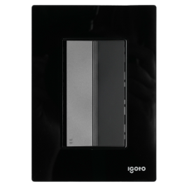 Placa armada cristal con 1 apagador escalera de 3 módulos negro