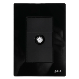 Placa armada cristal con mecanismo toma coaxial salida T.V. negro