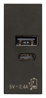 Alimentador USB A+C 12W 2,4A 5V negro