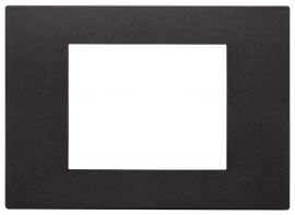 Placa 3 módulos, tecnopolímero, negro