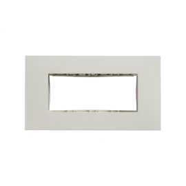 Placa marfil de 4 módulos con chasis