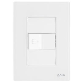 Placa aramada cristal con  1 Boton timbre blanco