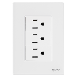 Placa armada cristal con 3 contactos sencillos de 1 módulo blanco