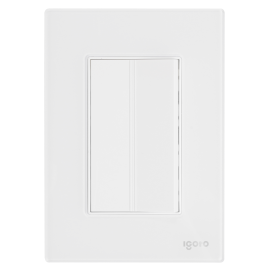 Placa armada cristal con 1 apagador sencillo de 3 módulos  blanco