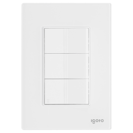 Placa armada cristal con 2 apagador sencillo y 1 apagador escalera de 1 módulo blanco