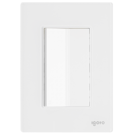 Placa armada cristal con  1 apagador escalera de 3 módulos  blanco