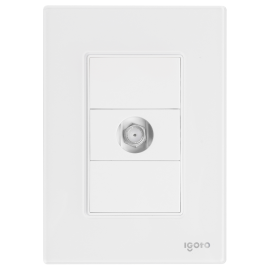 Placa armada cristal con mecanismo toma coaxial salida T.V. blanco