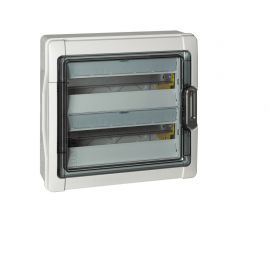 Gabinete en resina IP65 de semi-empotrar para 12 módulos.