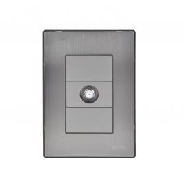 Placa armada Inox con mecanismo toma coaxial salida T.V. plata