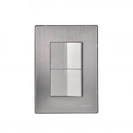 Placa armada Inox con  2 apagadores escalera de 1.5 módulos plata