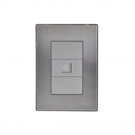 Placa armada Inox con 1 mecanismo toma telefónica plata