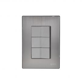 Placa armada Inox con 3 apagadores escalera de 1 módulo  plata