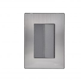 Placa armada Inox con 1 apagador sencillo de 3 módulos oxford