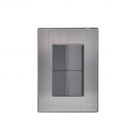 Placa armada Inox con 2 apagadores sencillos de 1.5 módulos oxford