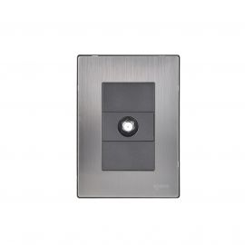 Placa armada Inox con mecanismo toma coaxial salida T.V. oxford