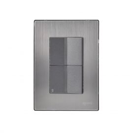Placa armada Inox con 1 apagador sencillo y 1 apagador escalera de 1.5 módulos oxford