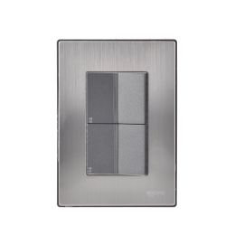 Placa armada Inox con 2 apagadores escalera de 1.5 módulos oxford
