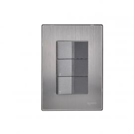 Placa armada Inox con 3 apagadores escalera de 1 módulo oxford