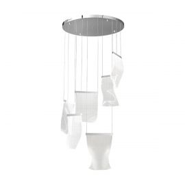 Luminaria colgante LED 6 luces Cromo modelo Wave 