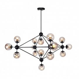 Lámpara colgante modelo MIRÓ 15 luces-NEGRO-CRISTAL AMBAR