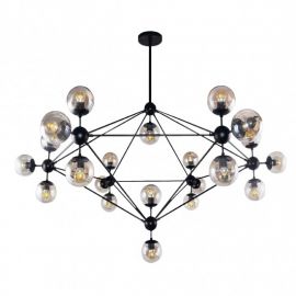 Lámpara colgante modelo MIRÓ 21 luces-NEGRO-CRISTAL AMBAR