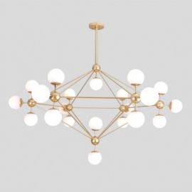 Lámpara colgante modelo MIRÓ 21 luces-ORO-CRISTAL OPALINO