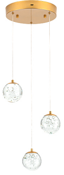 Luminaria colgante LED 3 Luces Mod. SING ORO