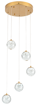 Luminaria colgante LED 5 Luces Mod. SING ORO