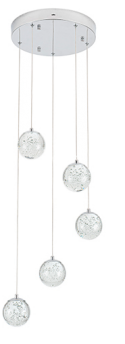 Luminaria colgante LED 5 Luces Mod. SING CROMO
