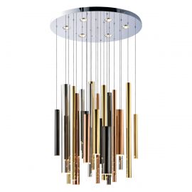 LUMINARIA COLGANTE 26 LUZ MOD. MINHA ORO, CROMO, ORO ROSA Y NEGRO