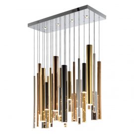 LAMPARA COLGANTE 35 LUCES MOD. MINHA COLOR ORO, CROMO, ORO ROSA Y NEGRO CROMO