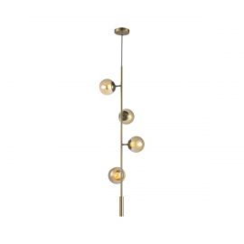 LUMINARIA COLGANTE 4 FOCOS MODELO TULIP COLOR LATON