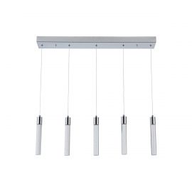 Luminaria colgante LED 5 luces 30W Cromo modelo Manhattan