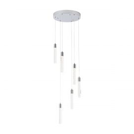 LUMINARIA COLGANTE 6 LUCES LED MODELO MANHATTAN COLOR CROMO