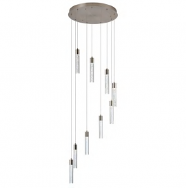 Luminaria colgante LED 9 luces 54W Cromo modelo Manhattan 