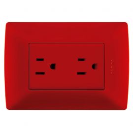 Toma de corriente Dúplex 2P+T 15A 127-250V color rojo