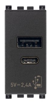 Unidad alimentador USB-C 5V 2,4A 1 Modulo gris