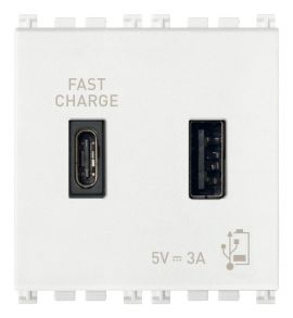 Unidad alimentador USB-C 5V 3,1A 2 Modulos blanco