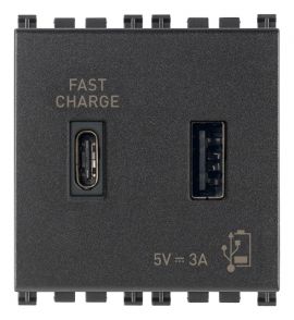 Unidad alimentador USB-C 5V 3,1A 2 Modulos gris