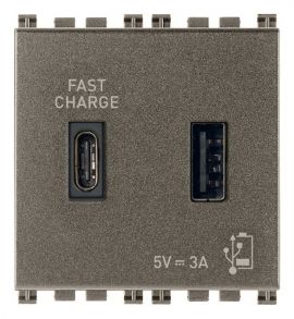 Unidad alimentador USB-C 5V 3,1A 2 Modulos metal