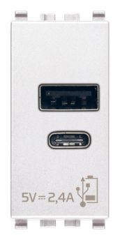 Unidad alimentador USB-C 5V 2,4A 1 Modulo blanco