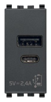 Unidad alimentador USB-C 5V 2,4A 1 Modulo gris