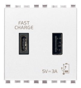 Unidad alimentador USB-C 5V 3,1A 2 Modulos blanco