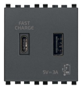 Unidad alimentador USB-C 5V 3,1A 2 Modulos gris